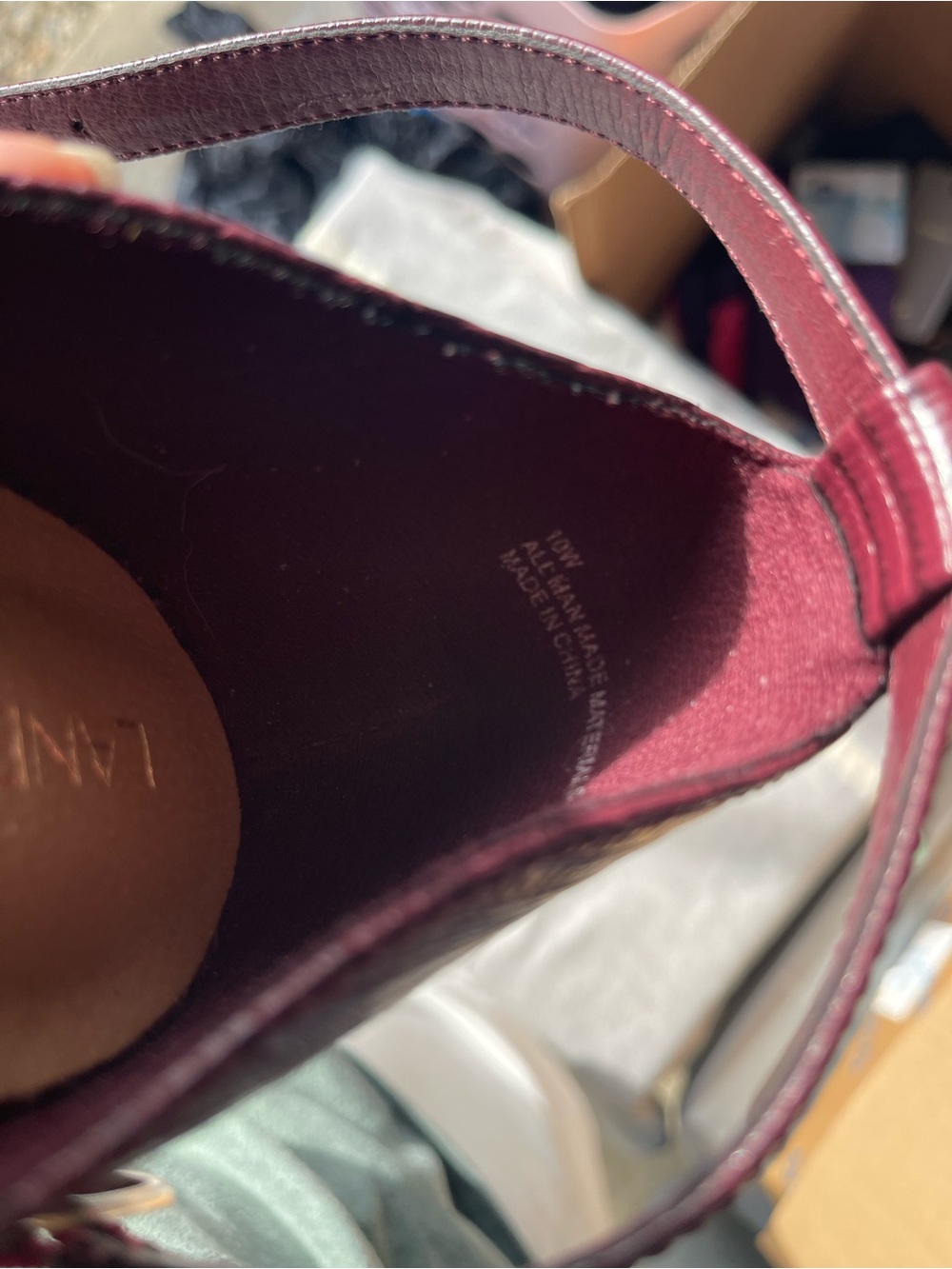 Lane Bryant Burgundy Pointed d'Orsay Flats with Ankle Straps - Picture 3 of 3